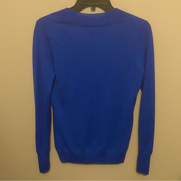 The Limited Merino Wool Blend Lightweight V-Neck Sweater Royal Blue Size Medium - Picture 4 of 5